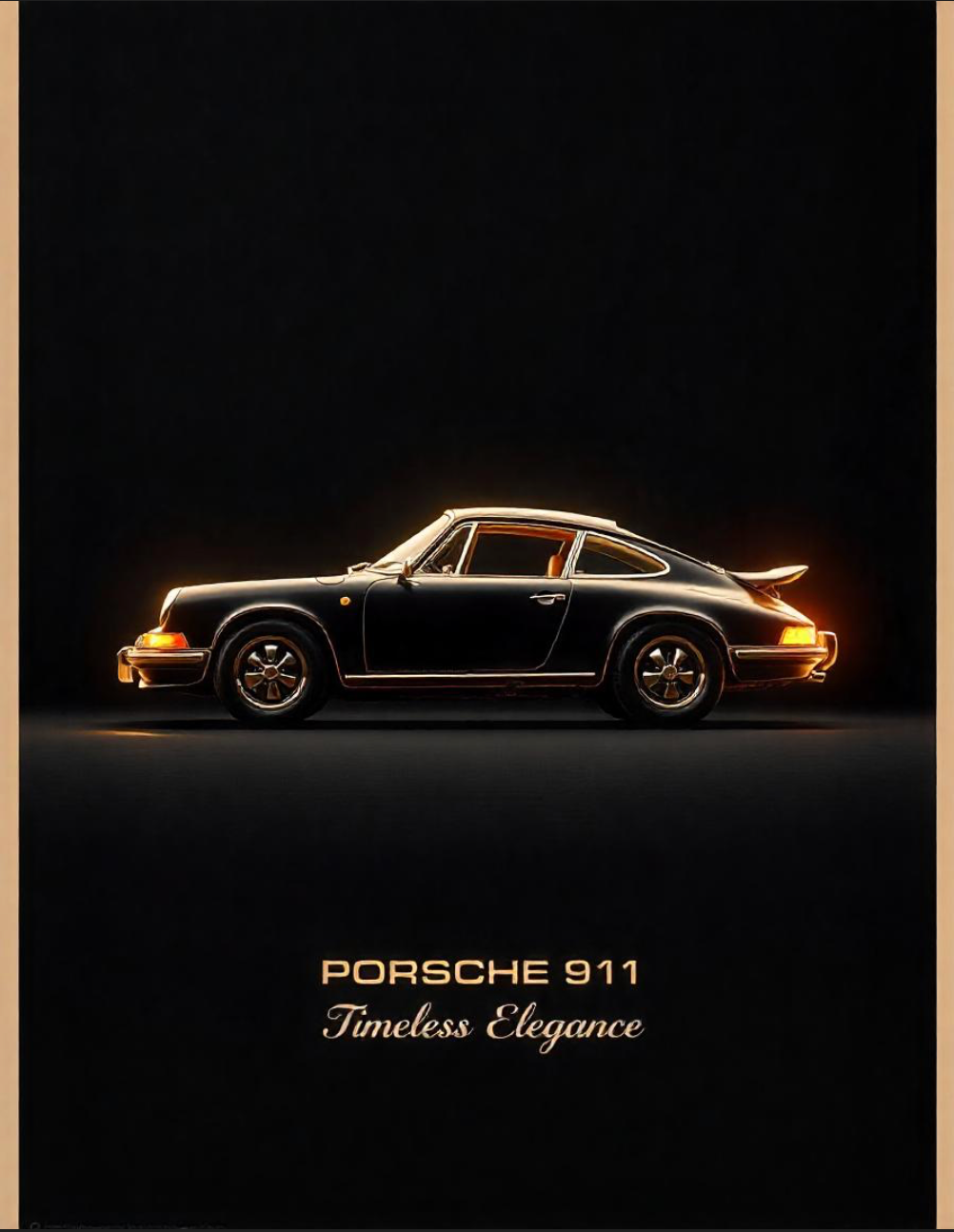 Porsche 911 – Elegancia atemporal | Póster minimalista de lujo